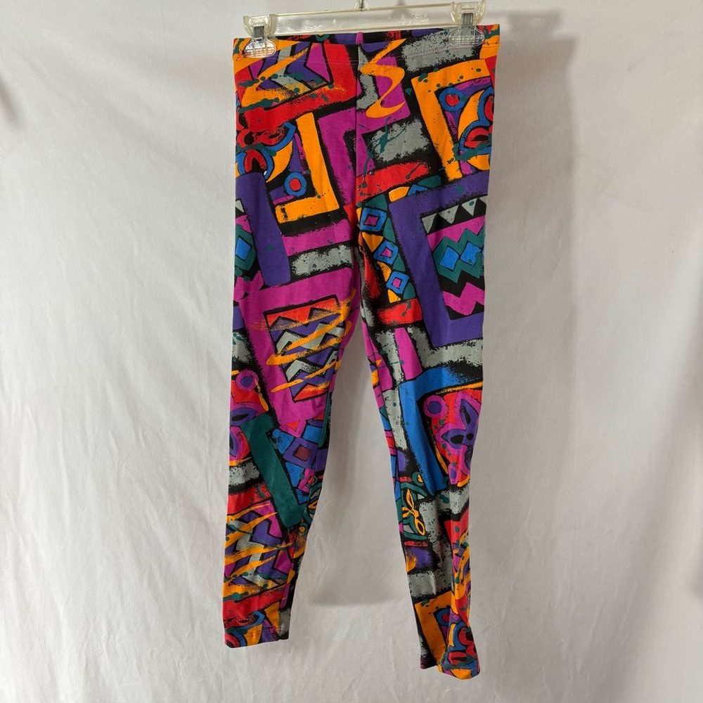 Vintage Marika Purple and Orange Abstract Leggings